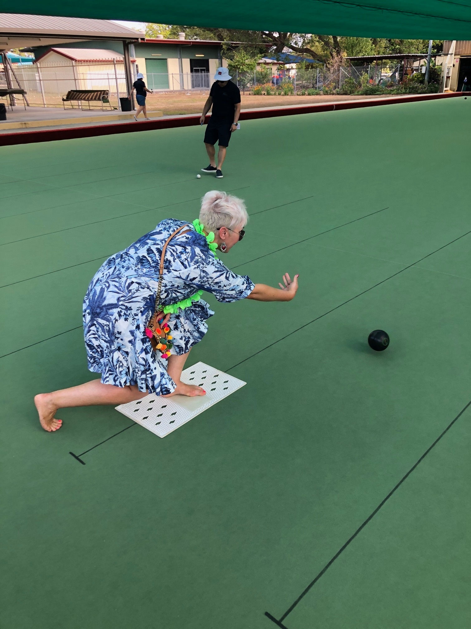 Lady throwing a super bowl